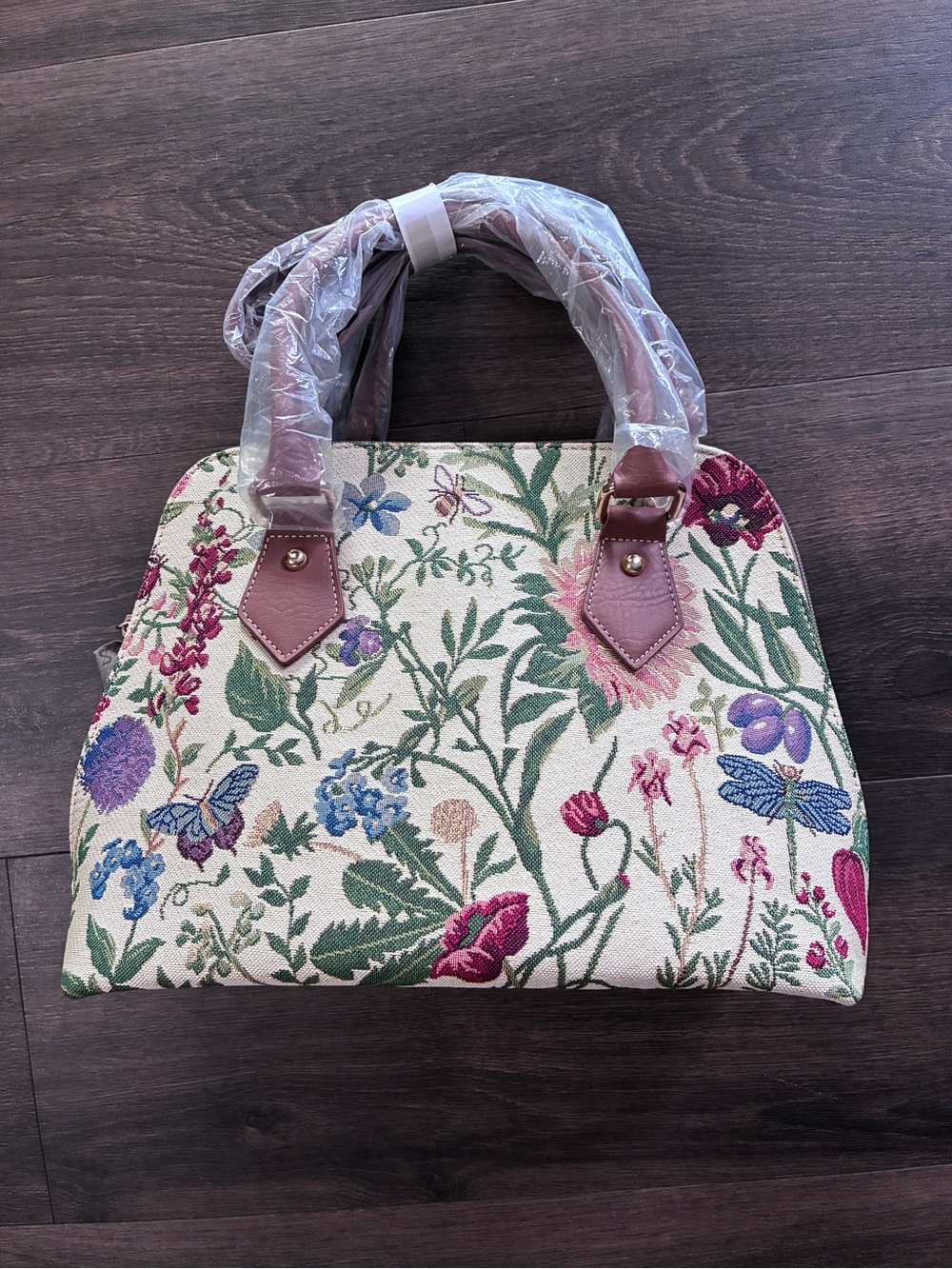 NWT Signare Erin Knitwear Botanical Tapestry Satchel Bag